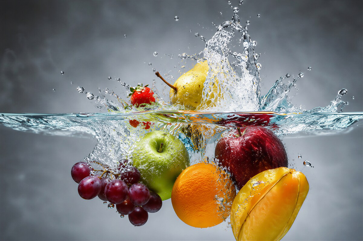 Fotobehang fruit in water
