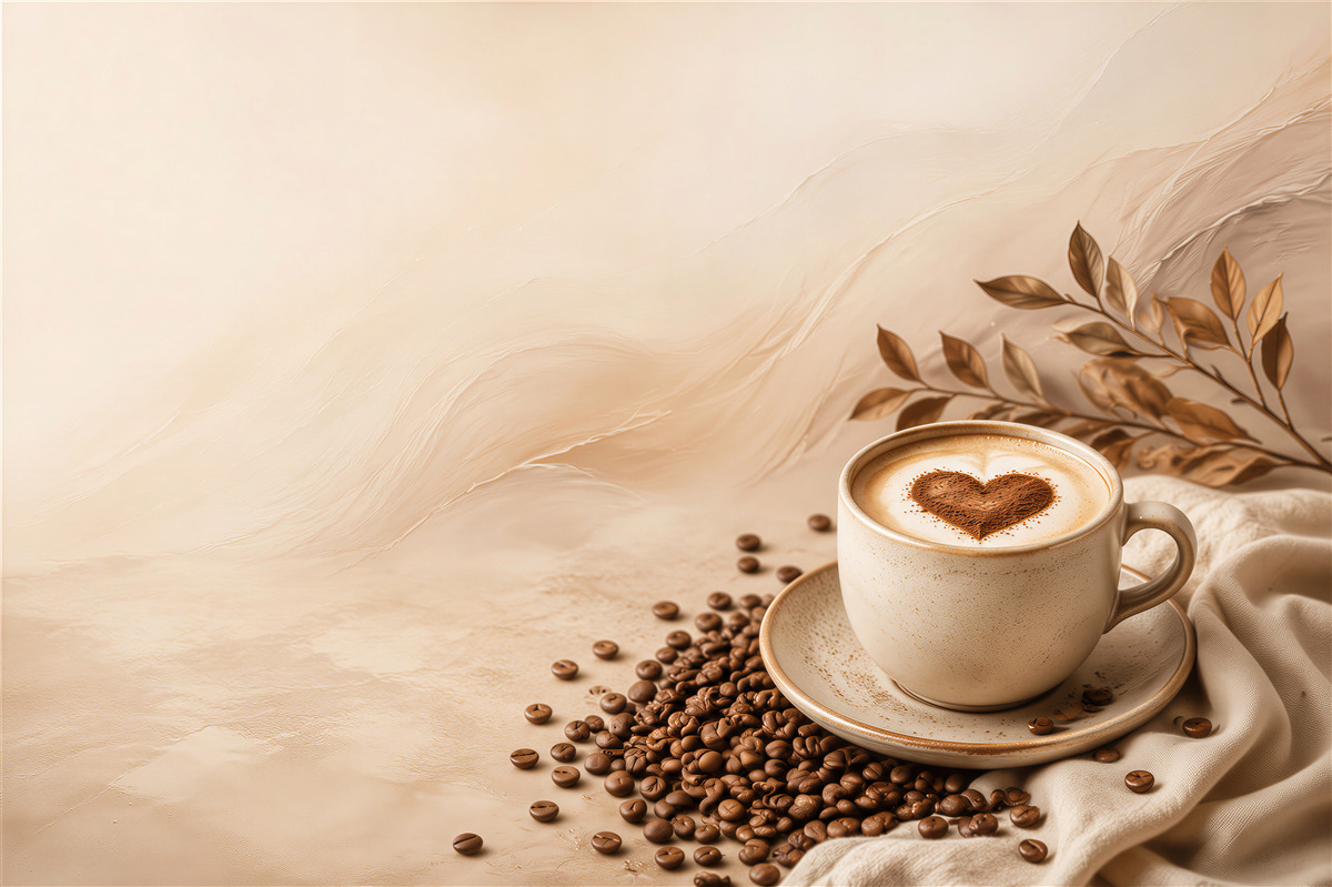 Fotobehang kopje koffie en verspreide bonen