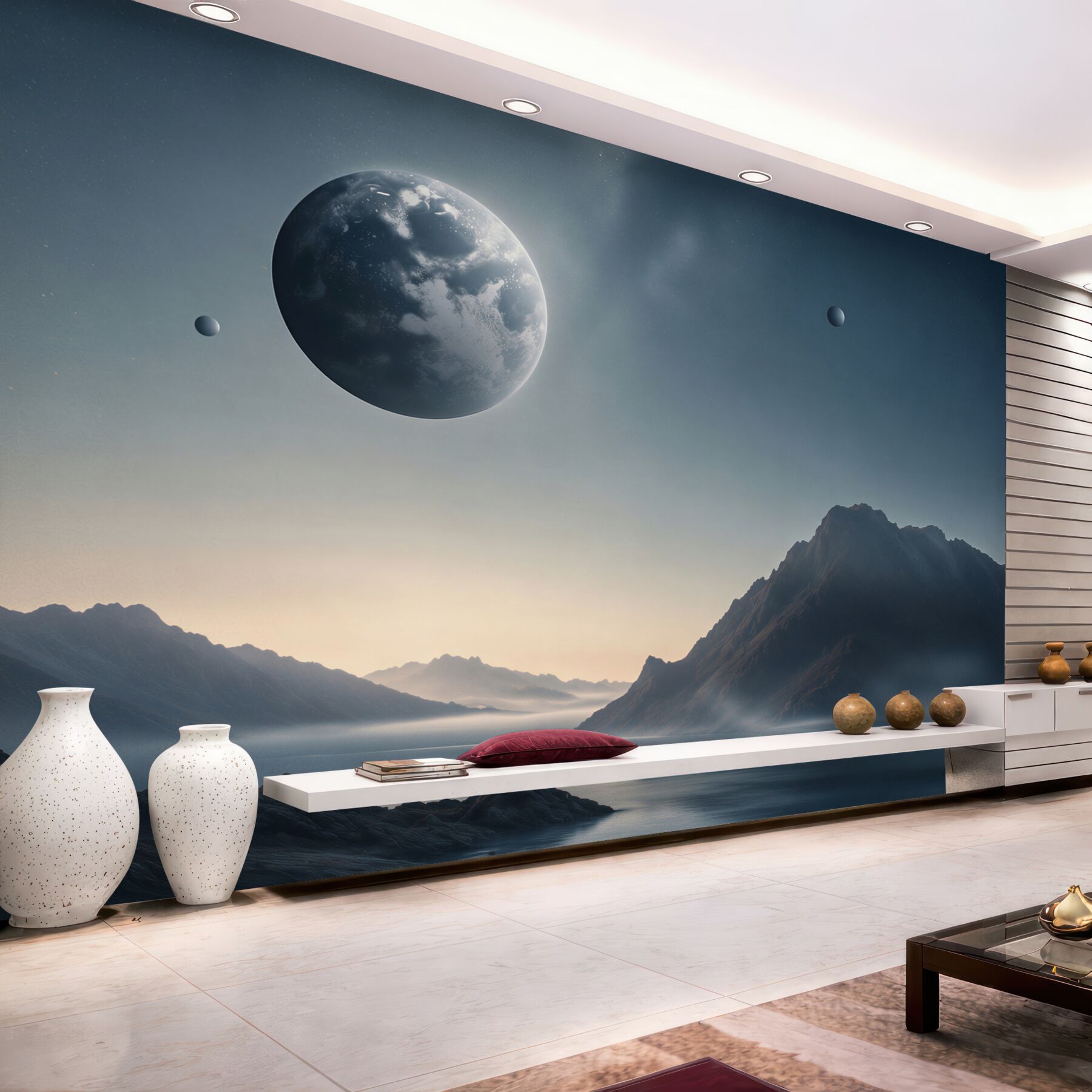 Fotobehang meteorenregen en maan