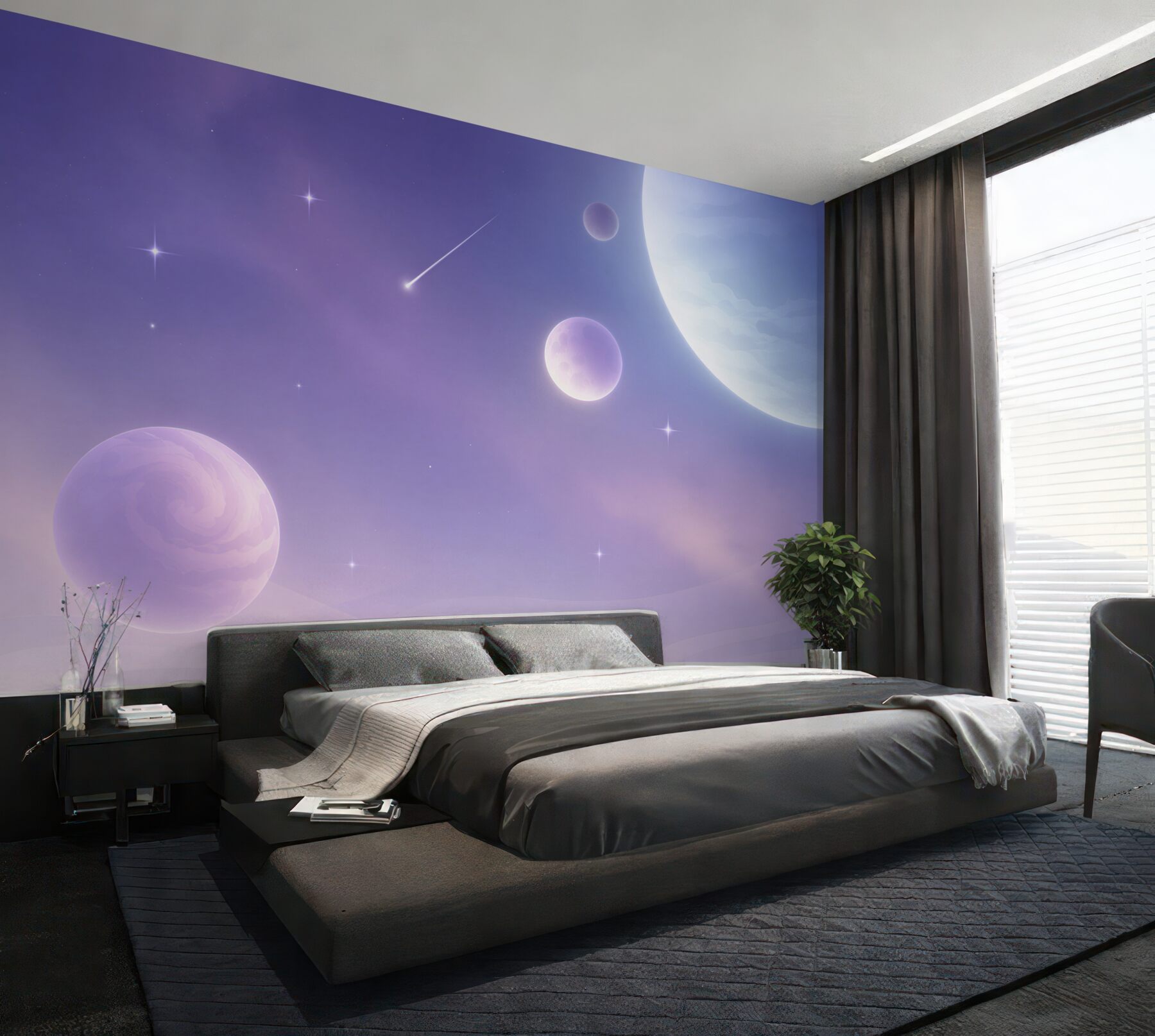 Fotobehang planeten en sterren in de ruimte