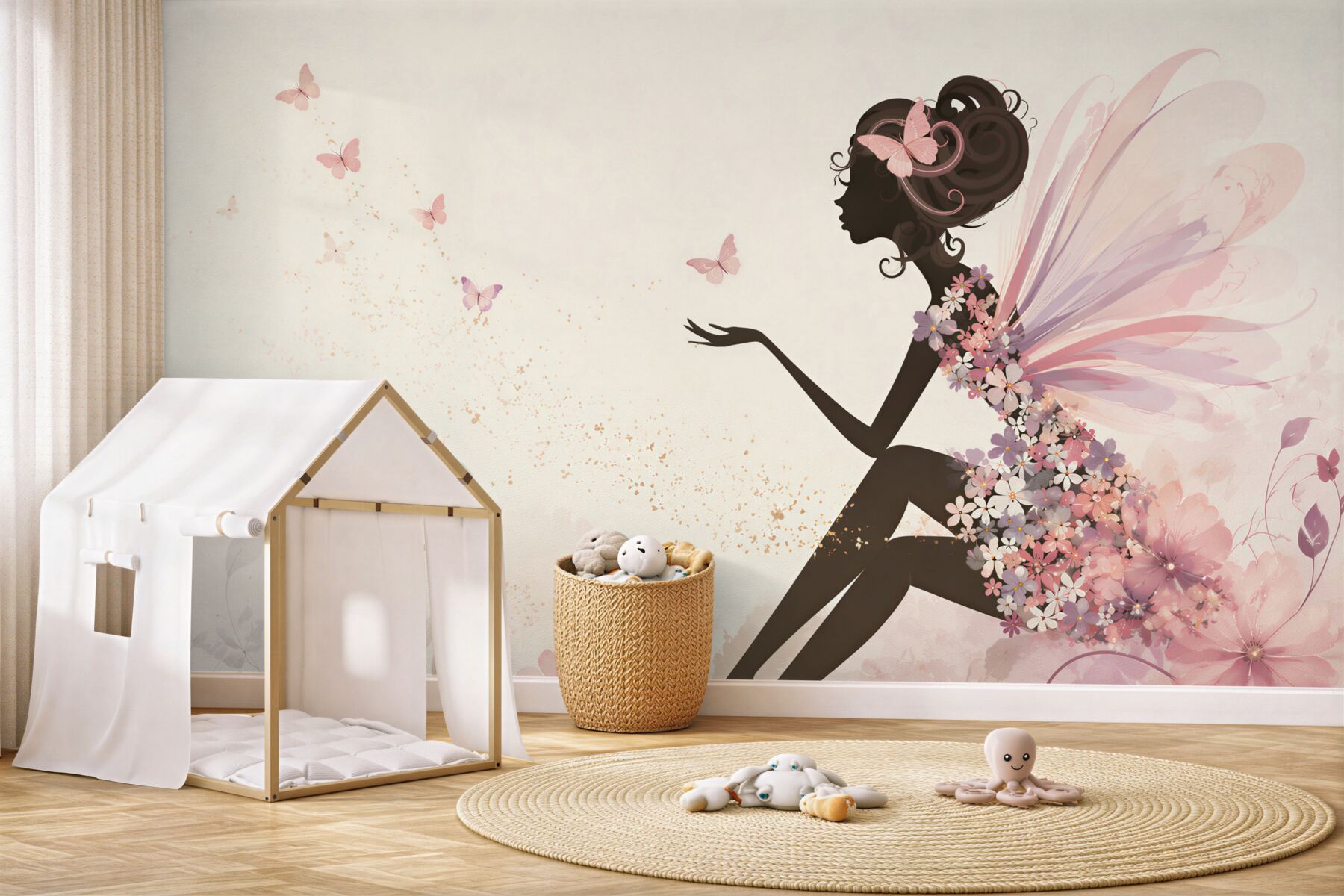 Fotobehang lentefee met bloemen