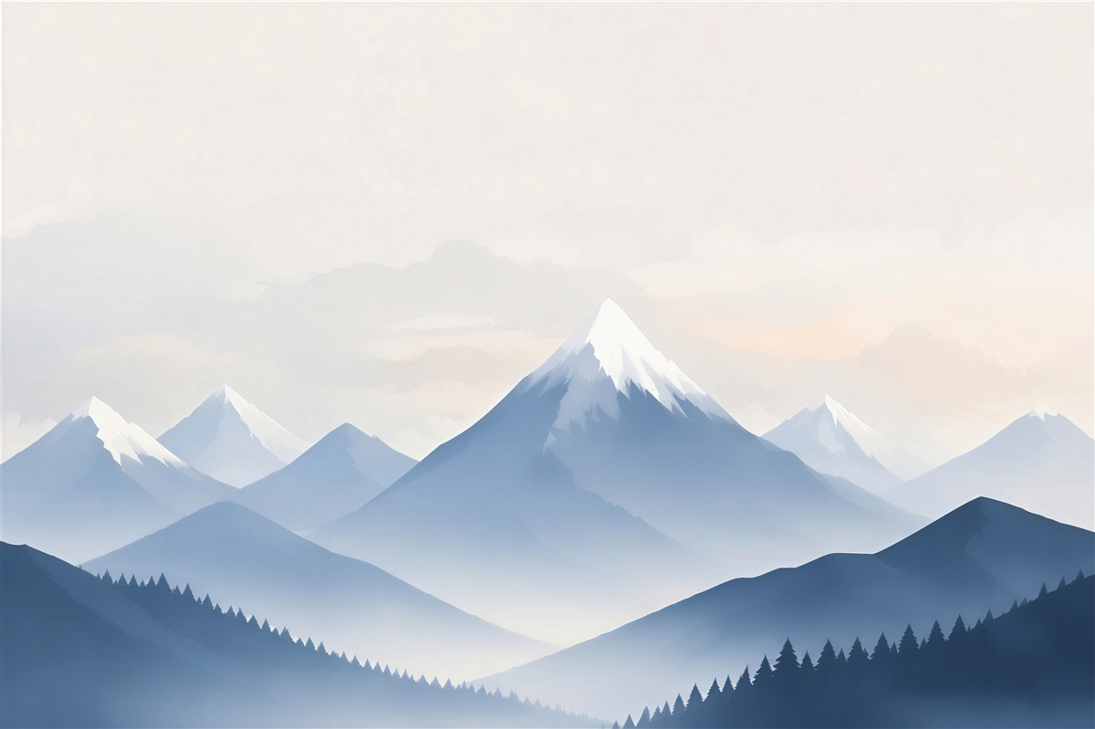 Fotobehang blauwe bergsilhouetten