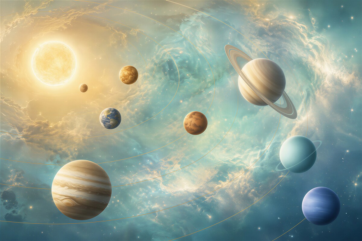 Fotobehang verschillende planeten in de ruimte