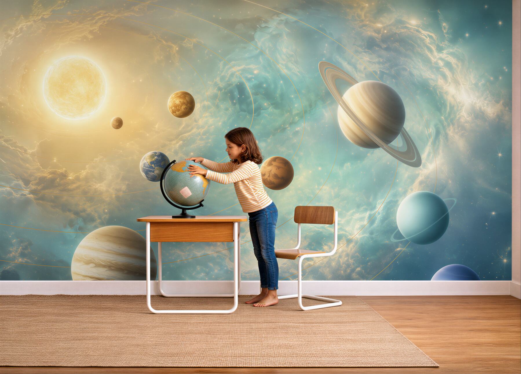 Fotobehang verschillende planeten in de ruimte