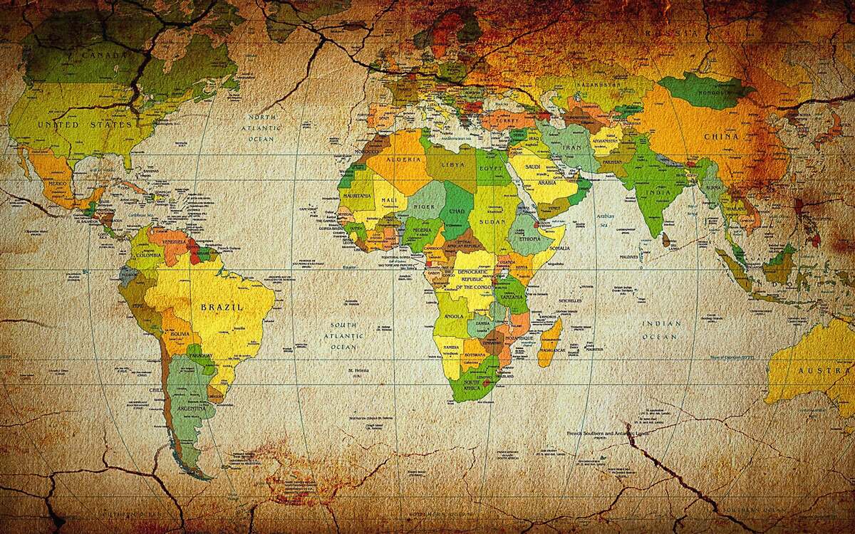 Fotobehang geografische wereldkaart