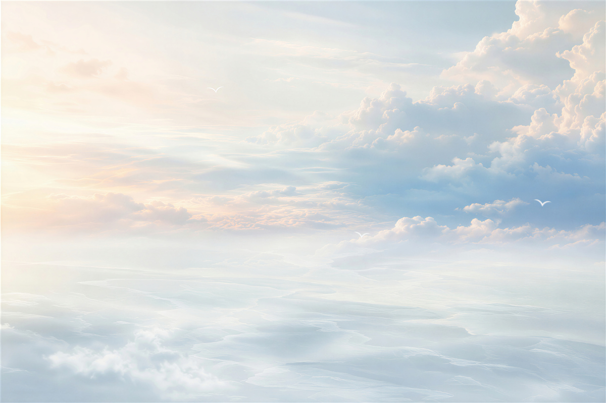 Fotobehang rustige, pluizige wolken