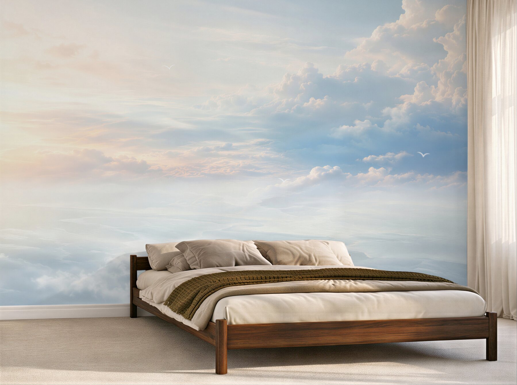 Fotobehang rustige, pluizige wolken