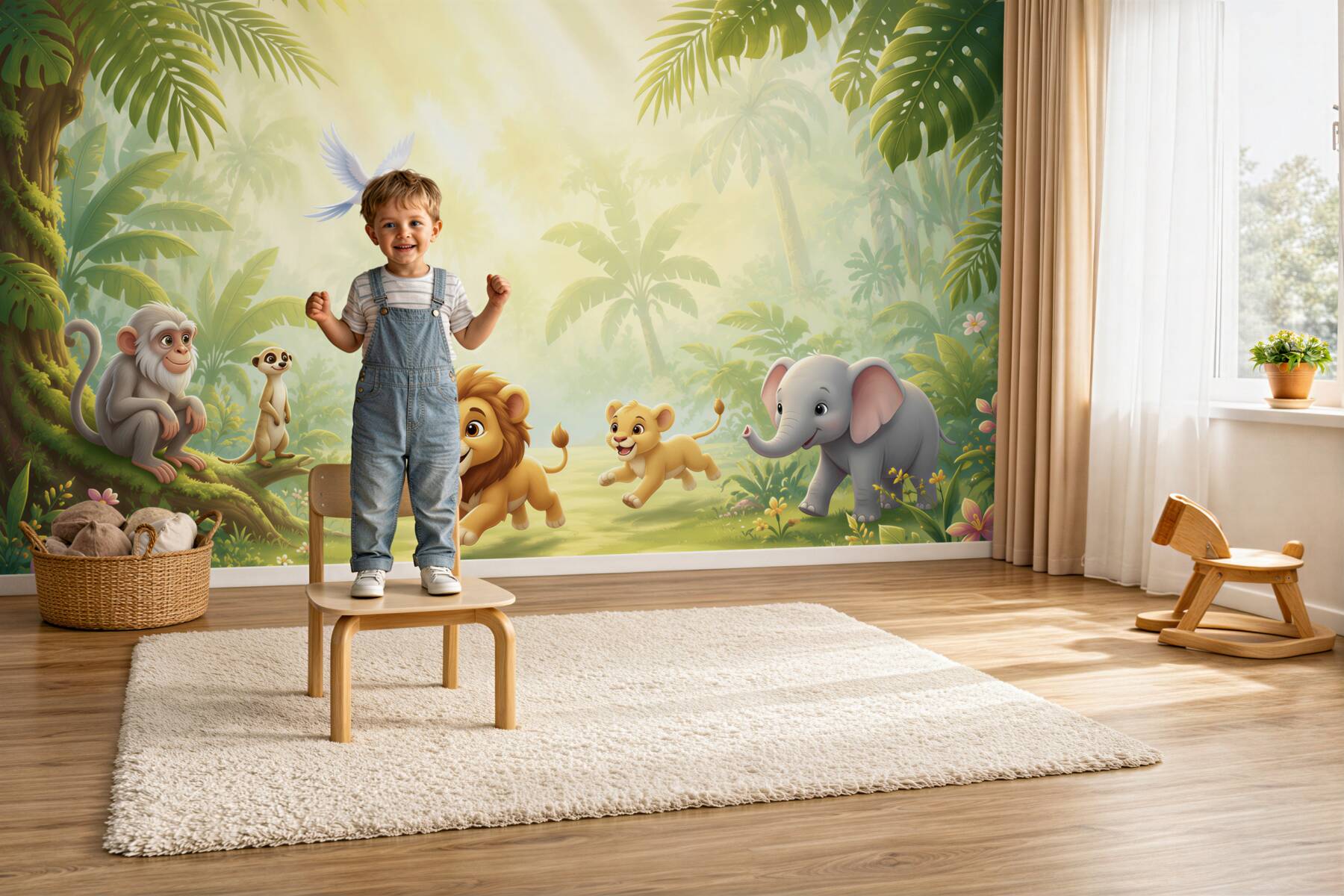 Fotobehang de leeuwenkoning met zijn vrienden in de jungle