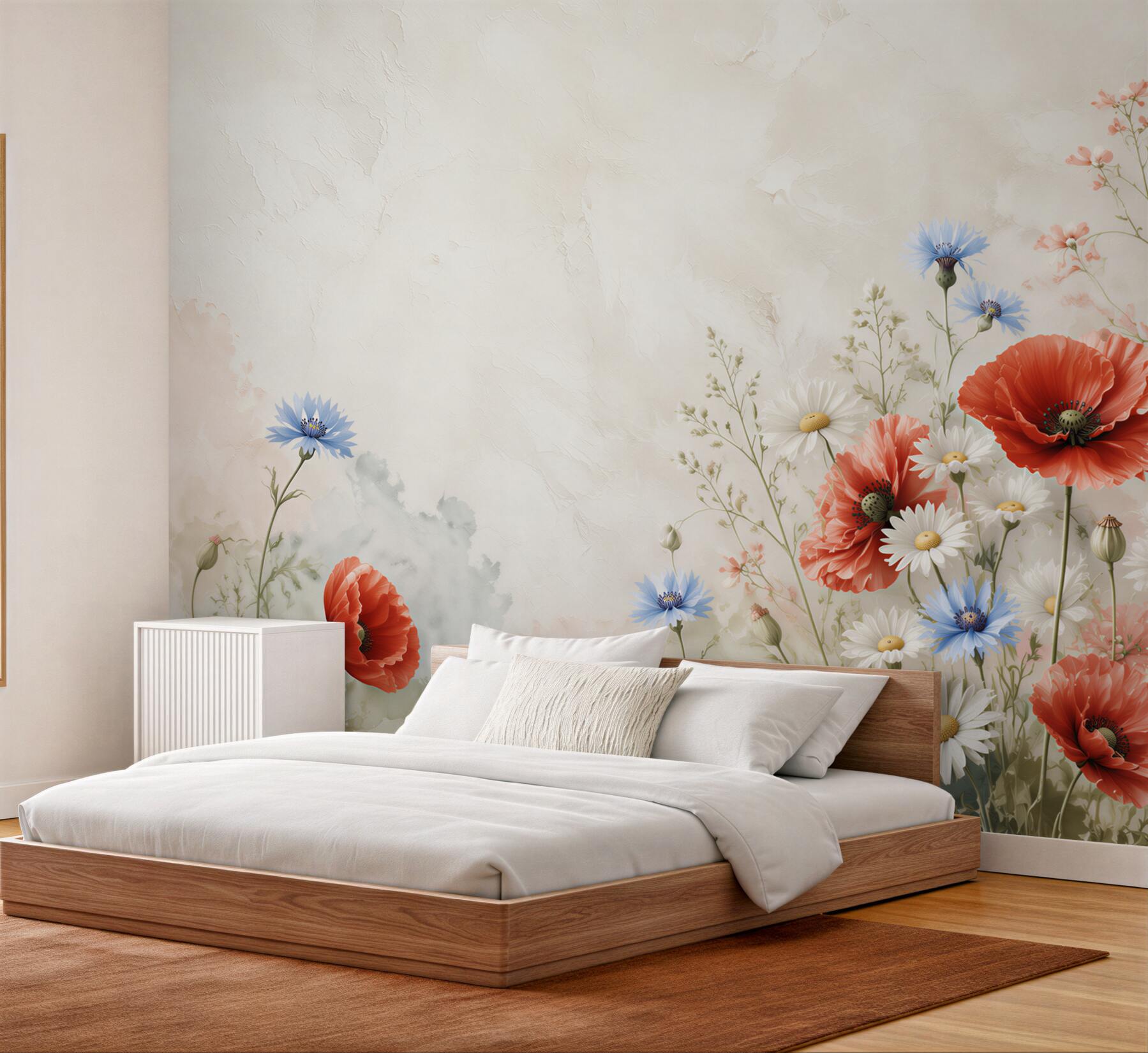 Fotobehang heldere lentebloemen en vlinders