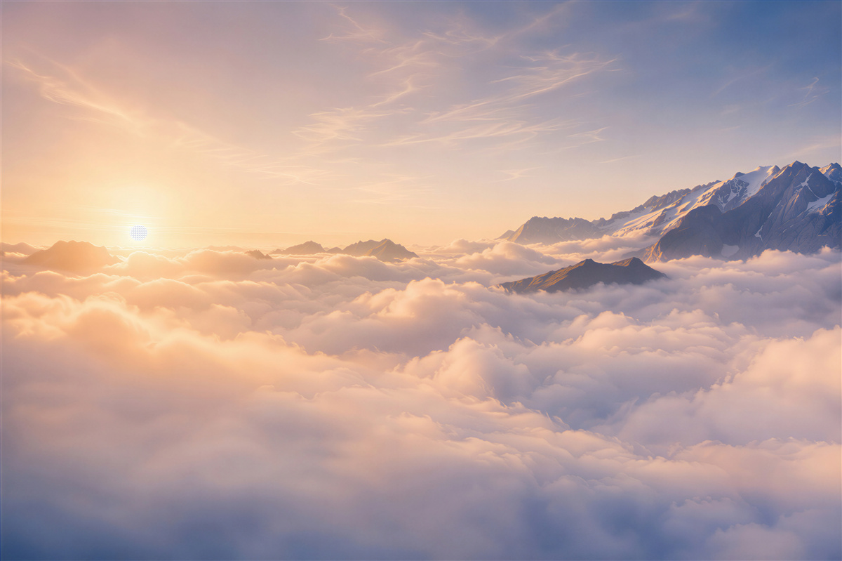 Fotobehang bewolkte lucht bij zonsondergang