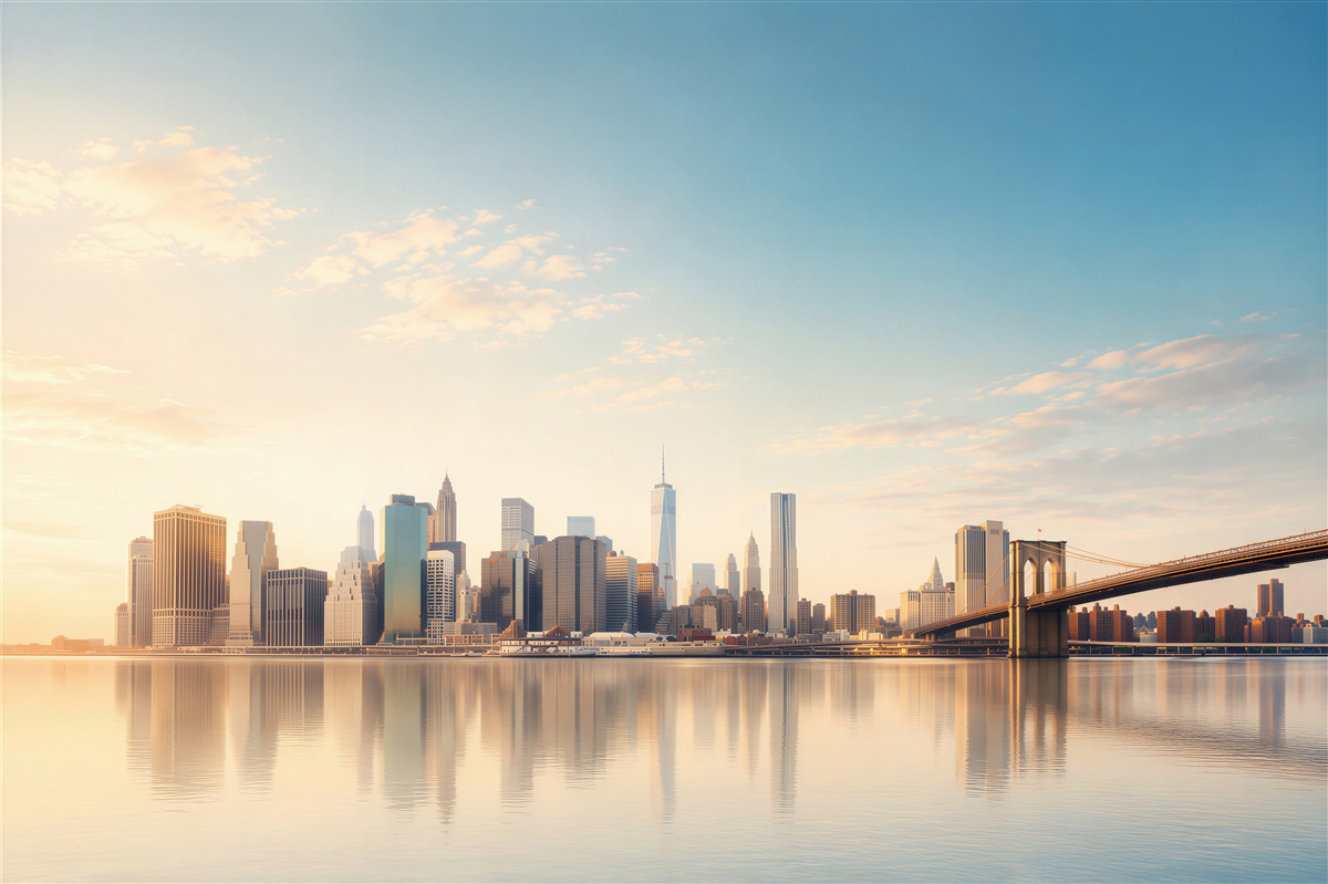 Fotobehang Brooklyn Bridge en Manhattan in New York