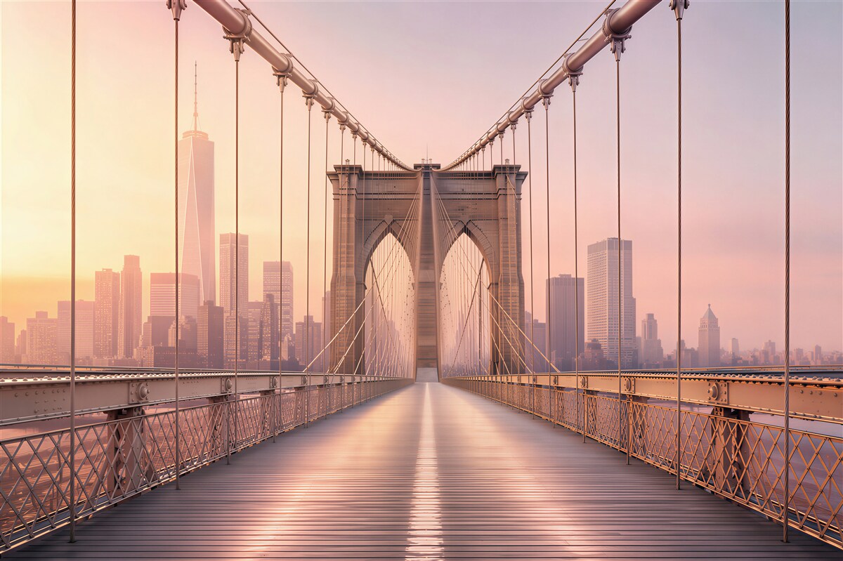 Fotobehang voetgangersbrug in Brooklyn