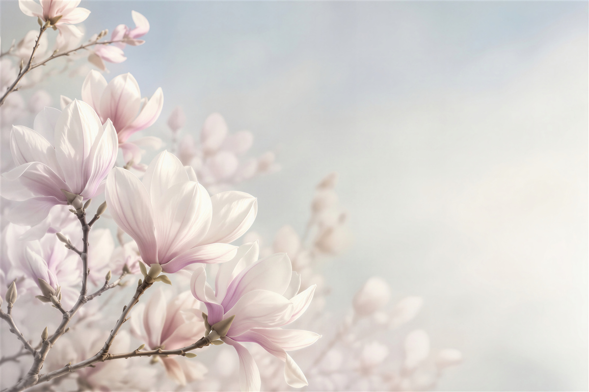 Fotobehang bloeiende magnoliaboom