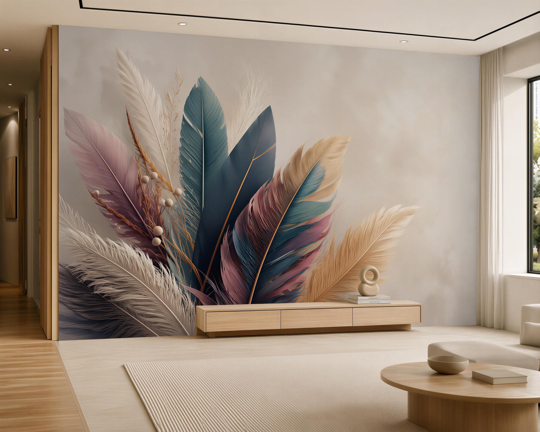 Fotobehang luxe abstracte veren