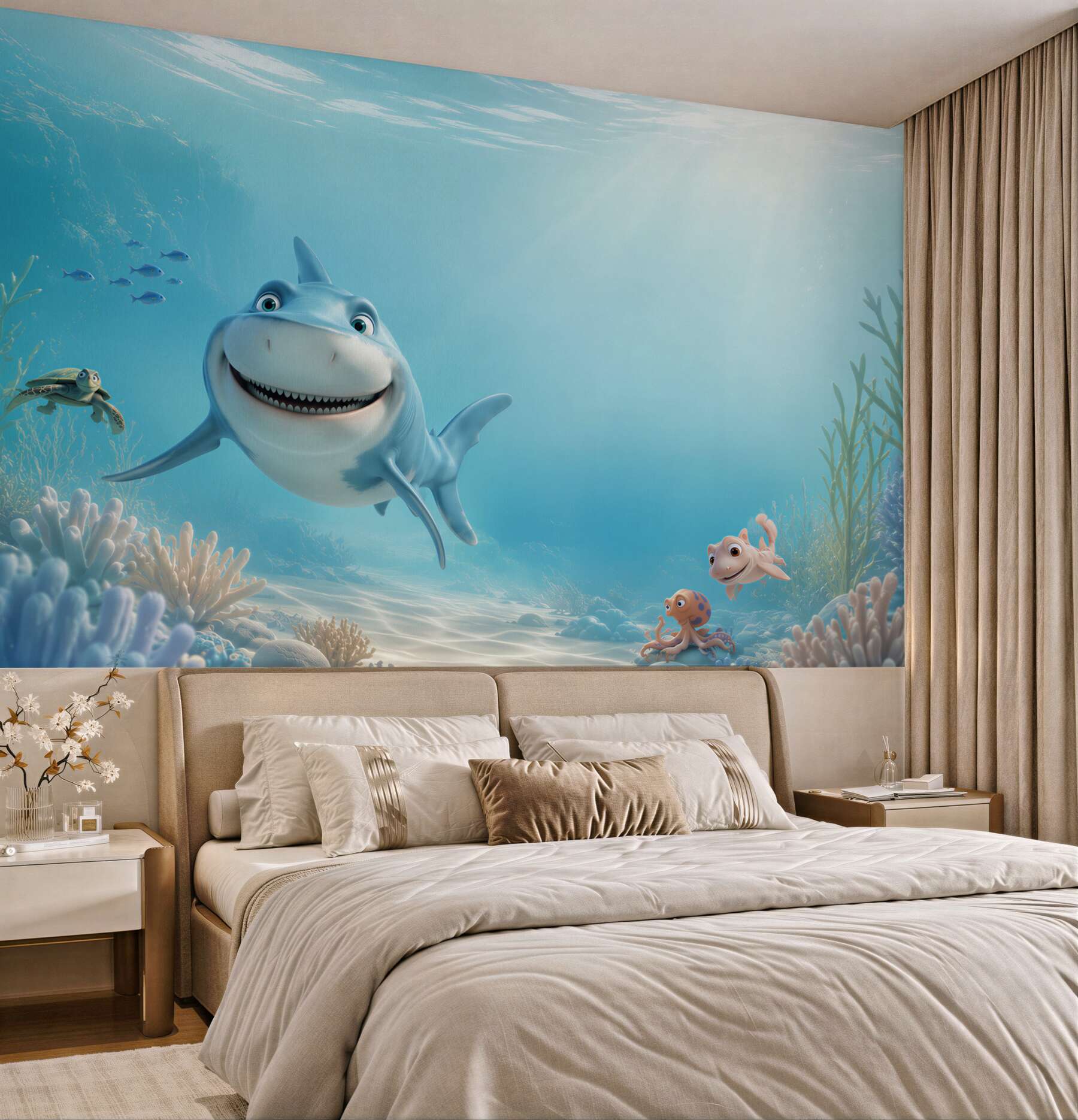 Fotobehang cartoons van onderwaterbewoners