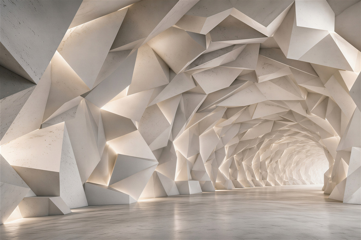 Fotobehang tunnel gemaakt van 3D-vormen