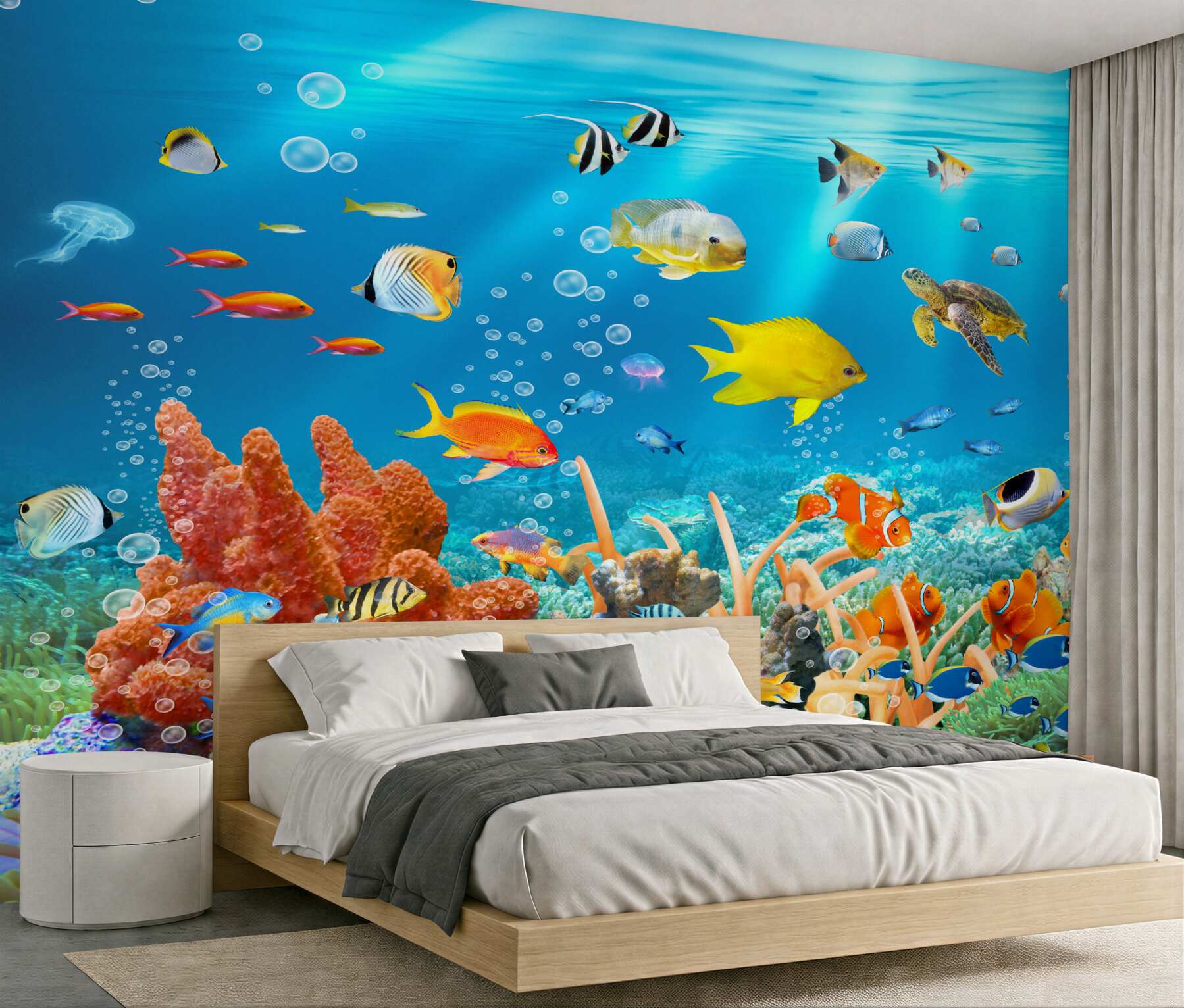 Fotobehang gloeiende onderwaterwereld