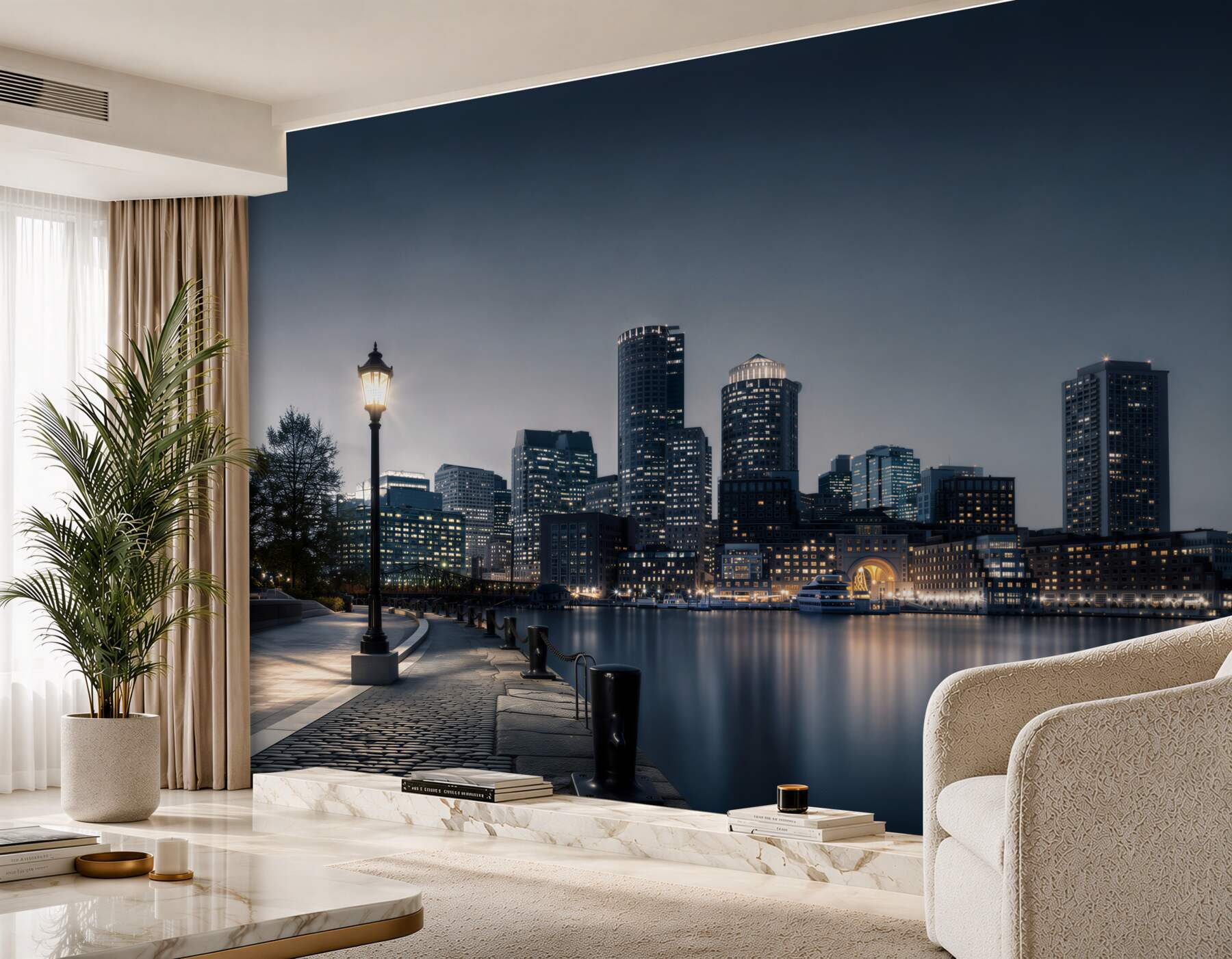 Fotobehang lege kade van de stad