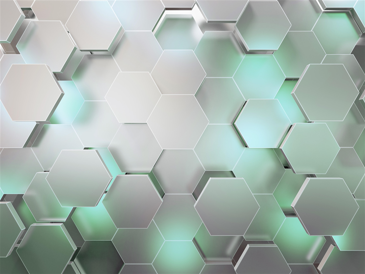 Fotobehang verlichte hexagonale honingraat