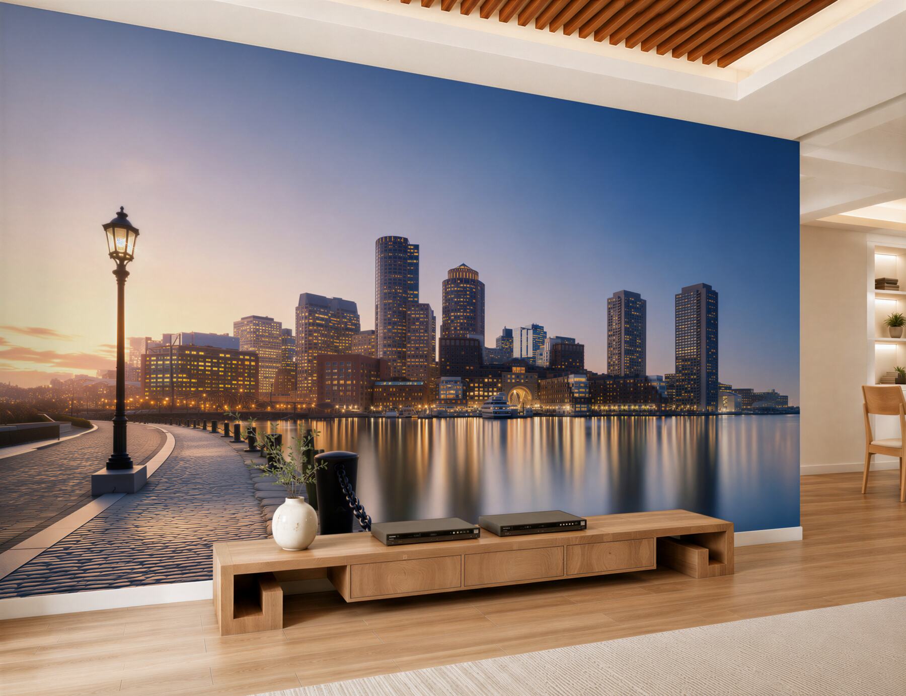 Fotobehang lege helling in het stadslandschap