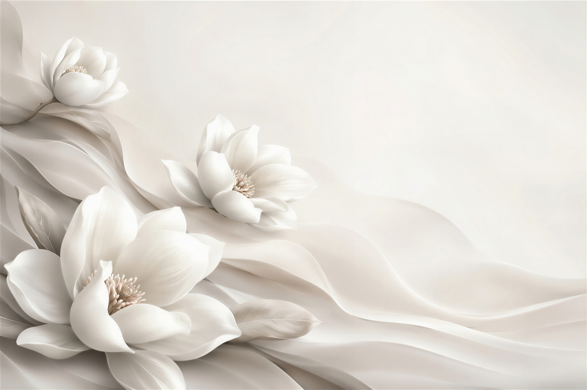 Fotobehang zwart-witte waterlelies