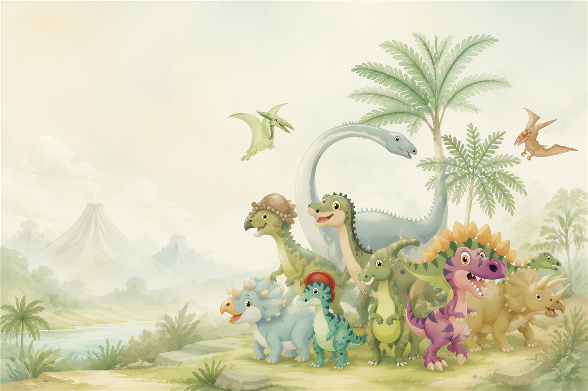 Fotobehang dinosaurussen uit tekenfilms