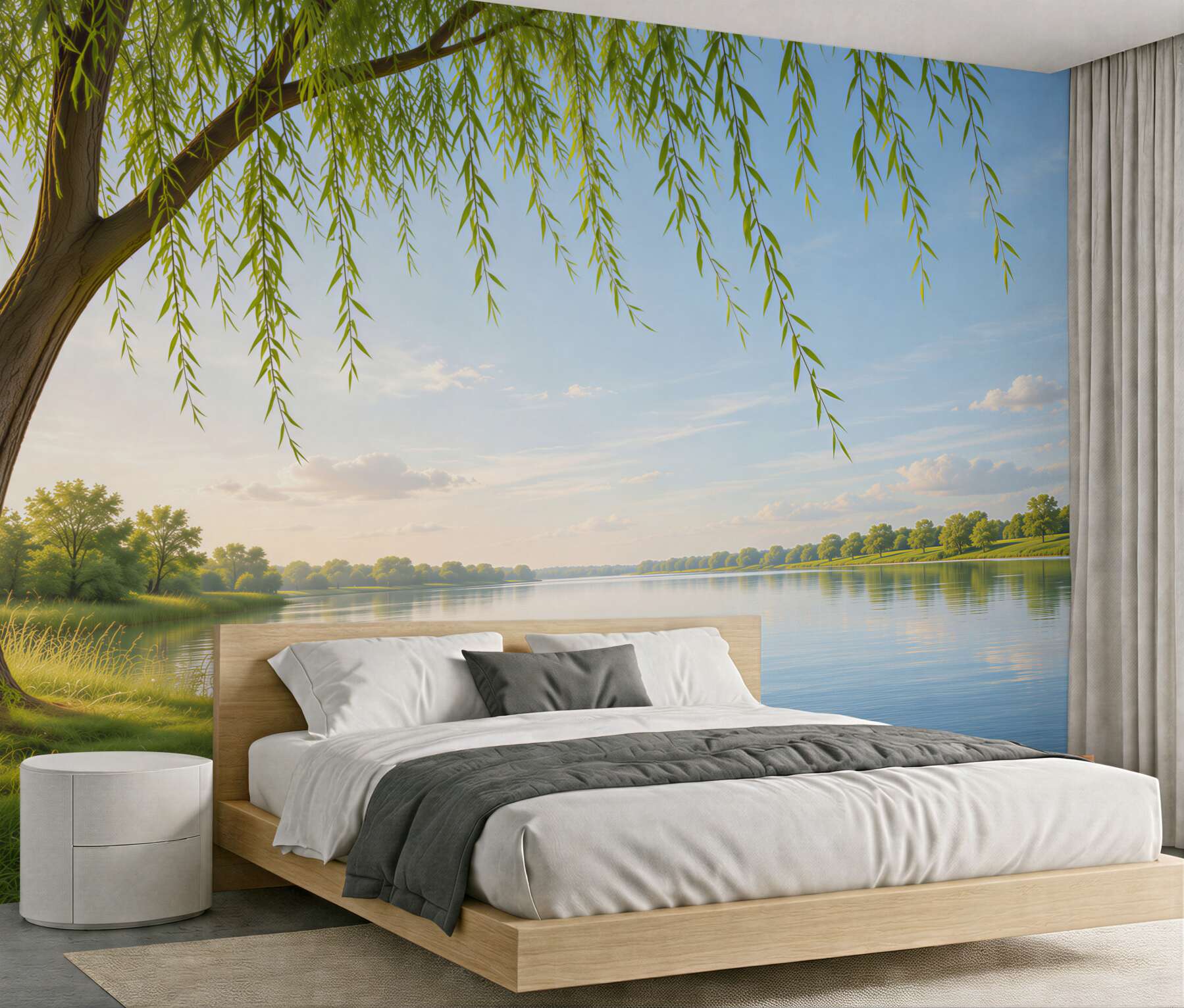 Fotobehang mooie wilg naast rustig water