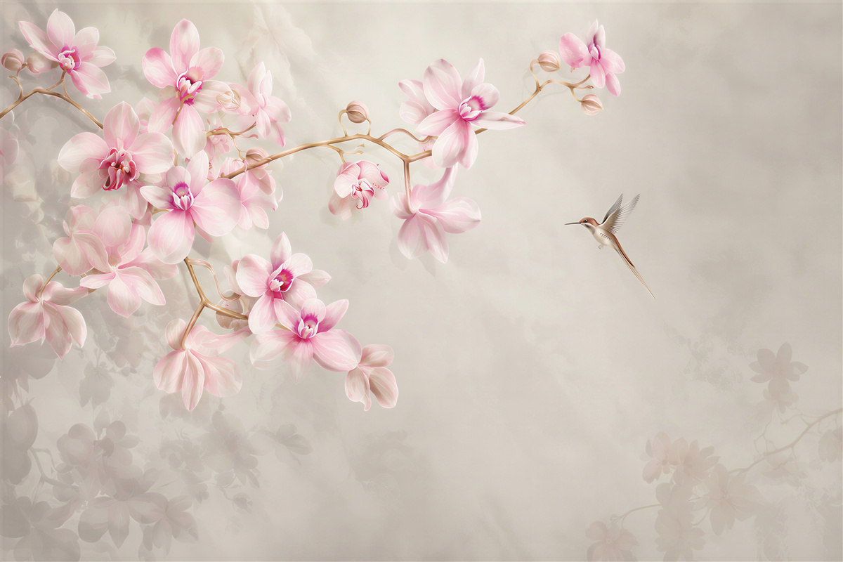 Fotobehang delicate paarse orchideeën