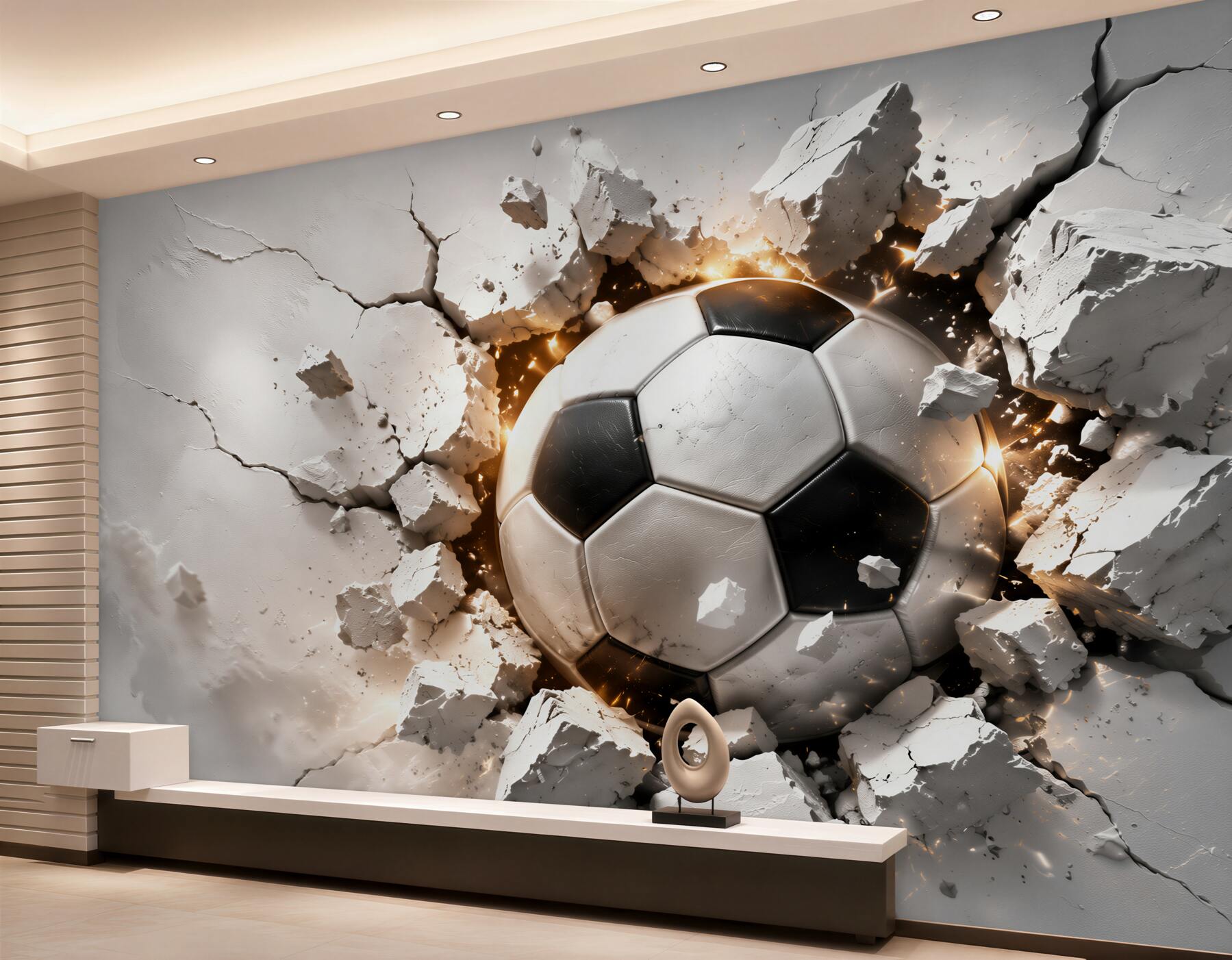 Fotobehang vliegende voetbal