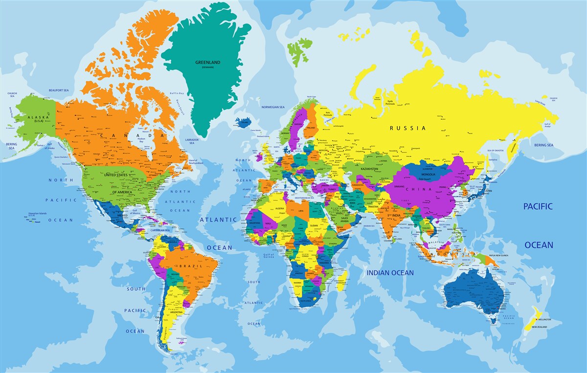 Fotobehang geopolitieke wereldkaart