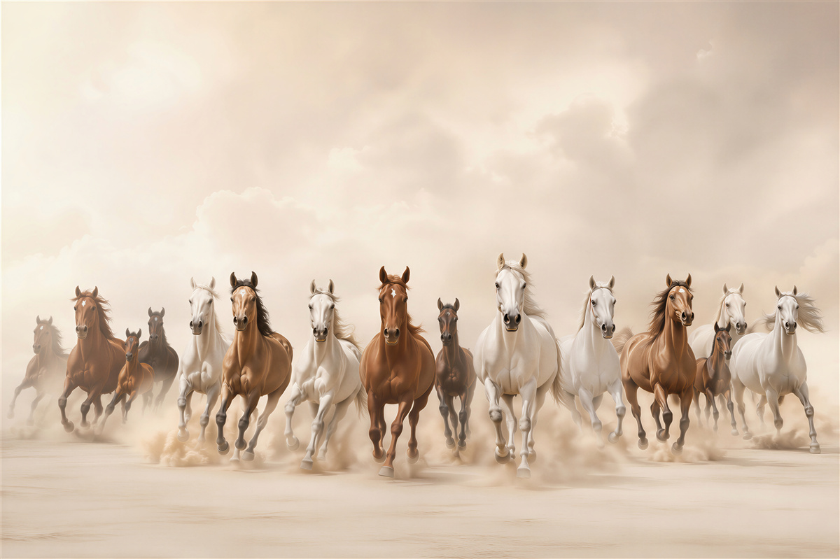 Fotobehang kudde wilde paarden