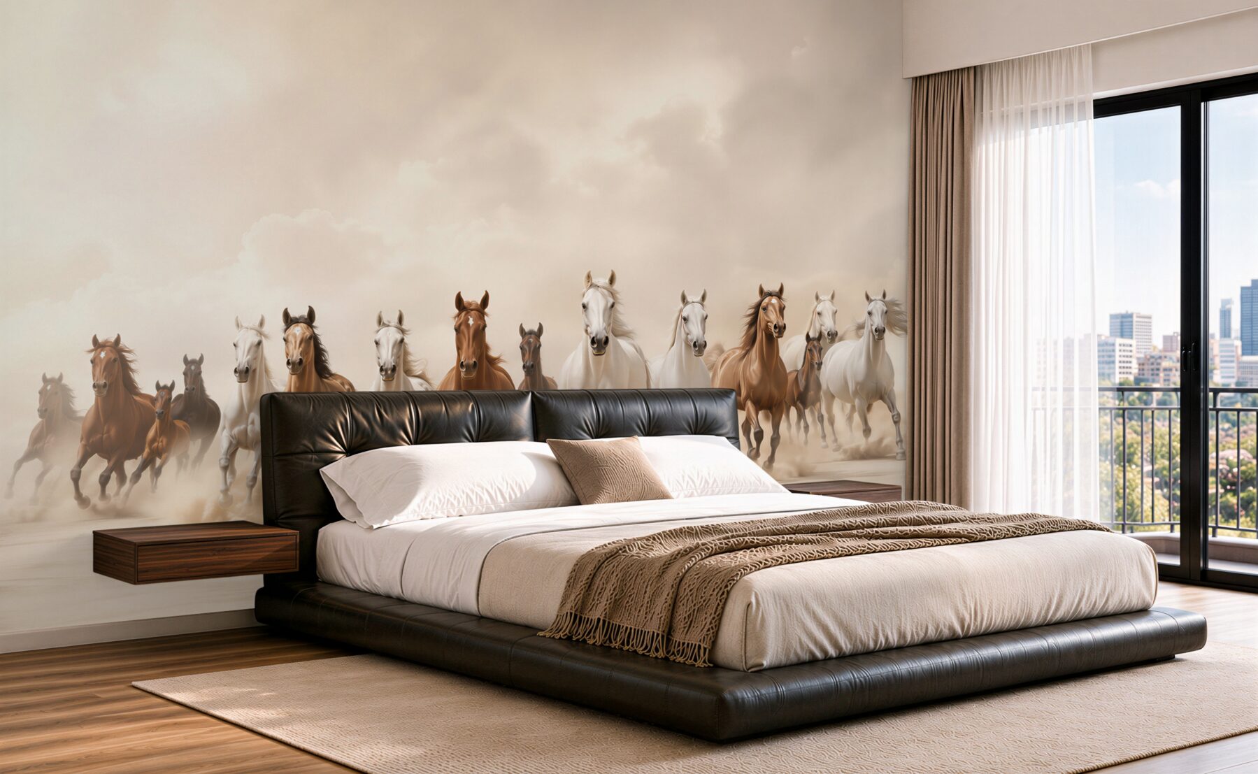 Fotobehang kudde wilde paarden