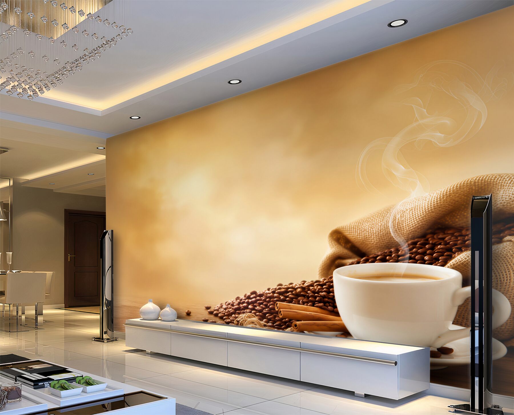 Fotobehang verfrissende kop koffie met aroma