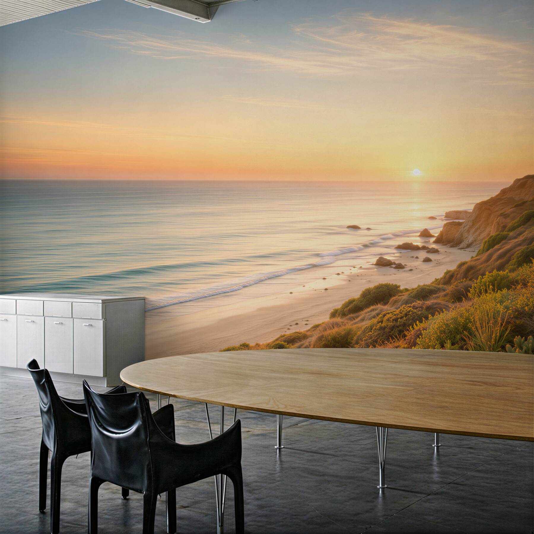 Fotobehang zonsondergang die de zee ingaat