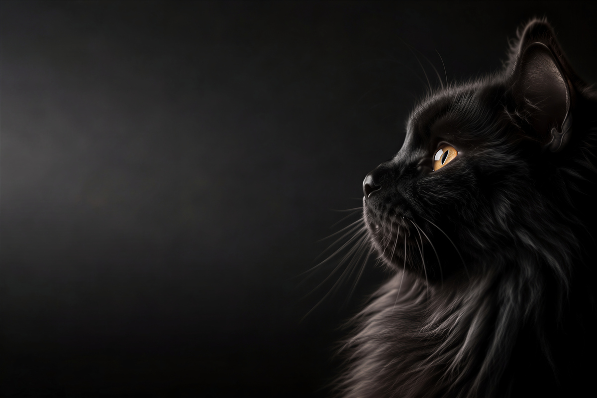 Fotobehang zwarte kat met gouden ogen