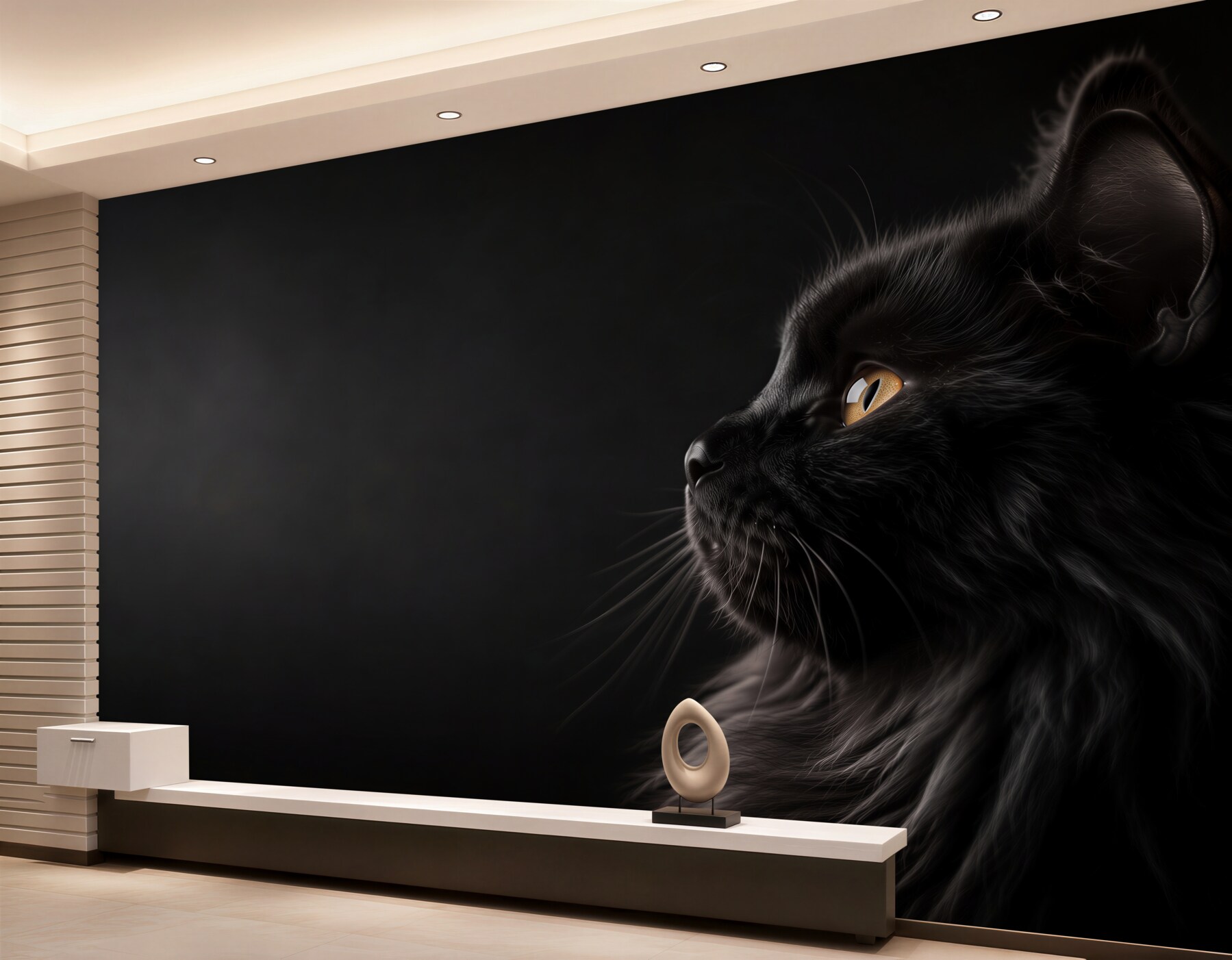 Fotobehang zwarte kat met gouden ogen