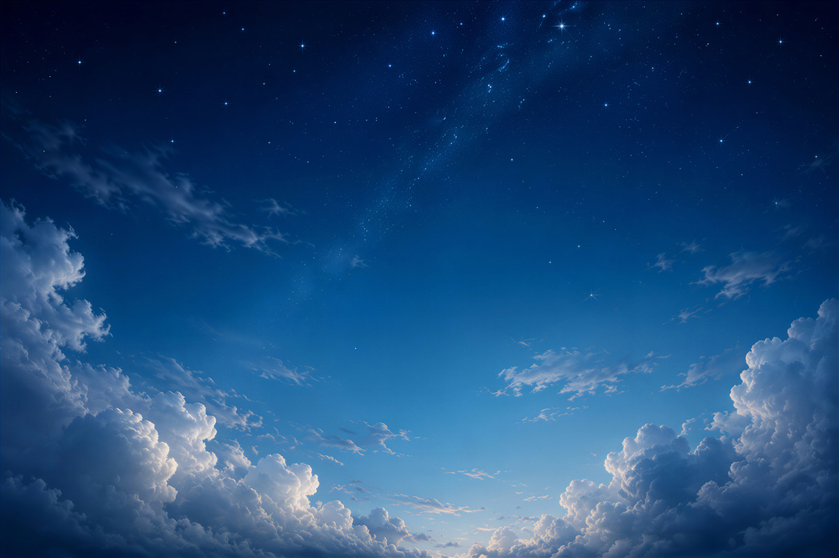 Fotobehang heldere wolken en sterren op de nachtelijke lucht