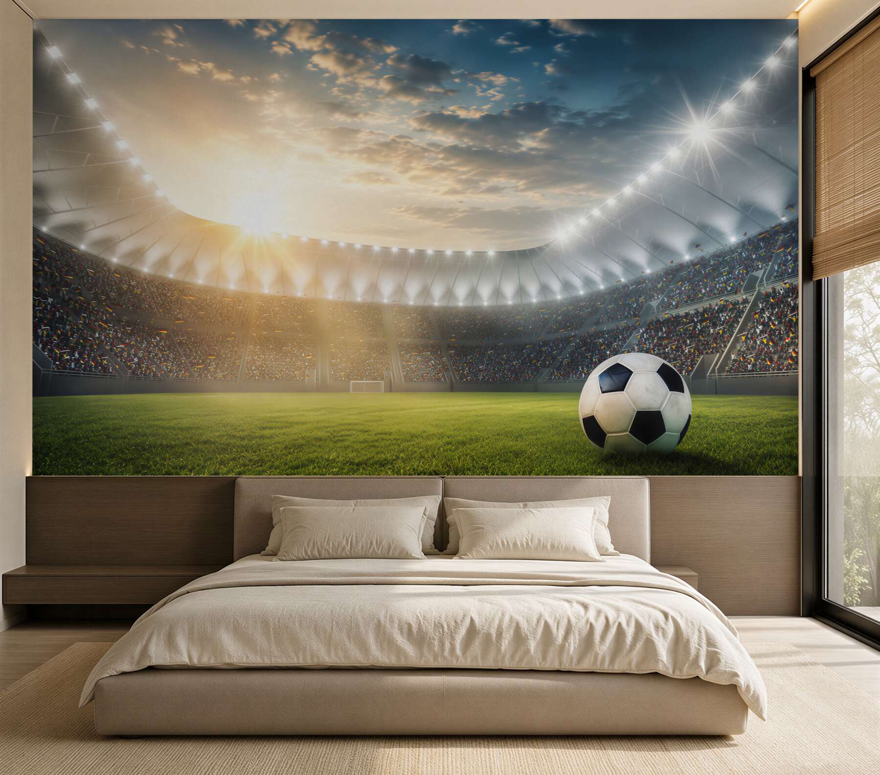 Fotobehang voetbal op het veld