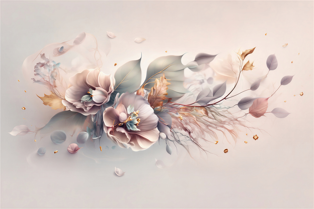 Fotobehang tak van fr mooie bloemen op een lichte achtergrond