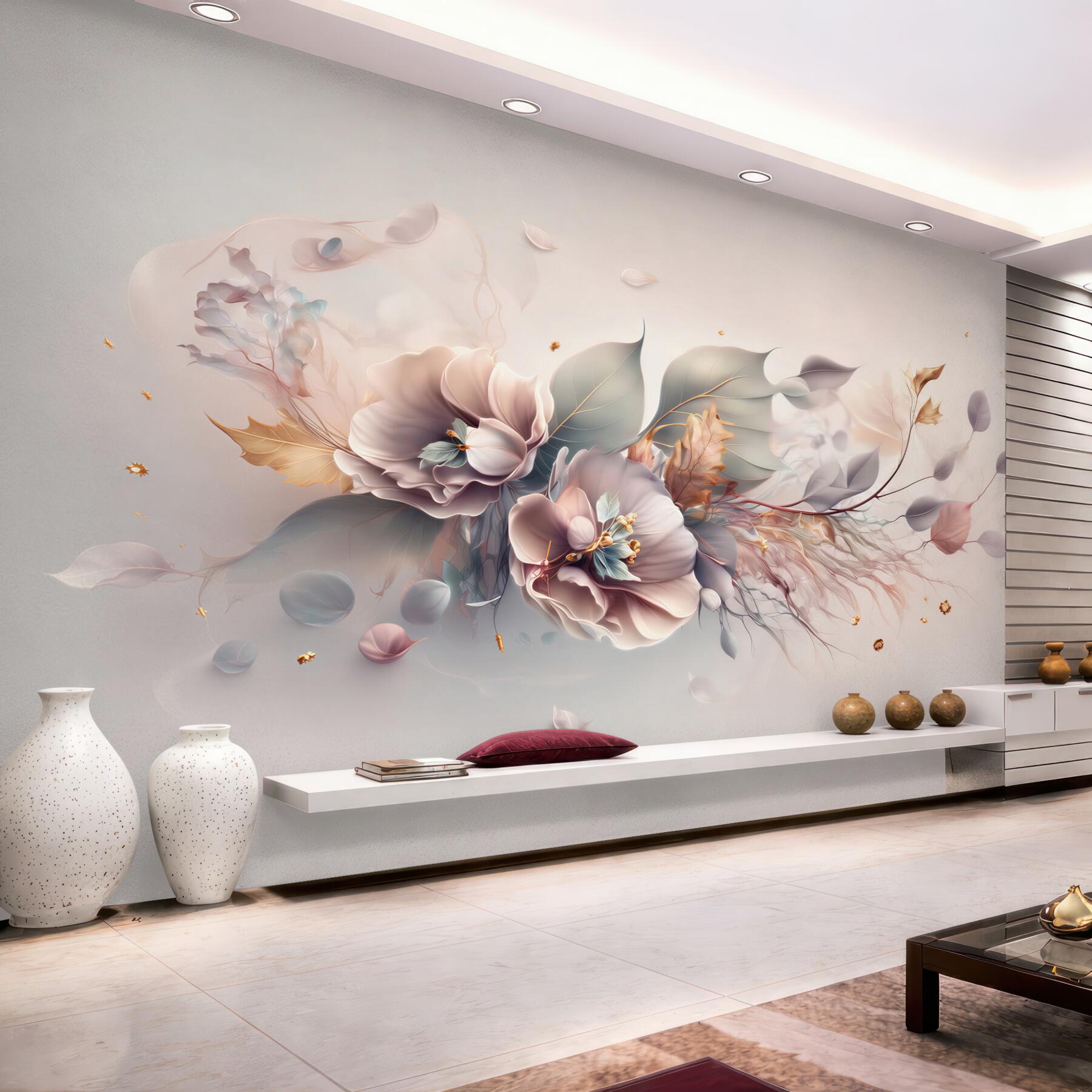 Fotobehang tak van fr mooie bloemen op een lichte achtergrond