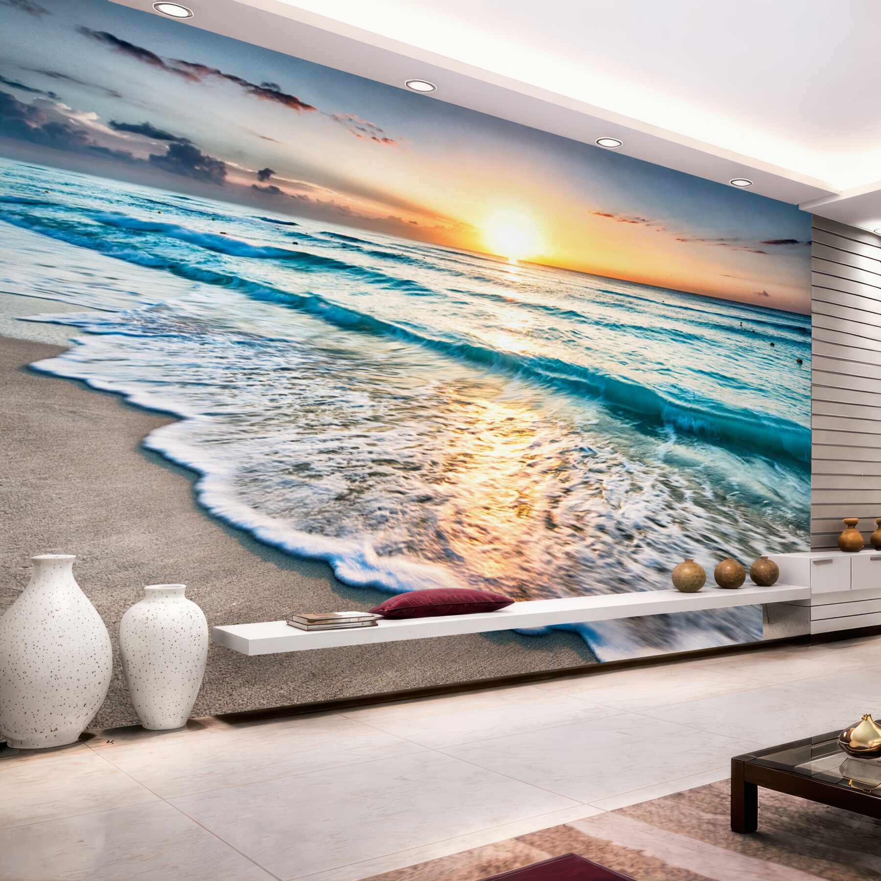 Fotobehang zon boven de zee