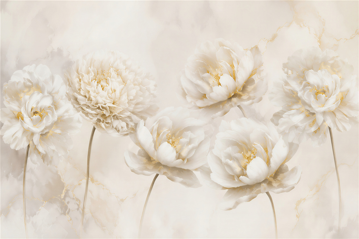 Fotobehang mooie witte katoenbloemen