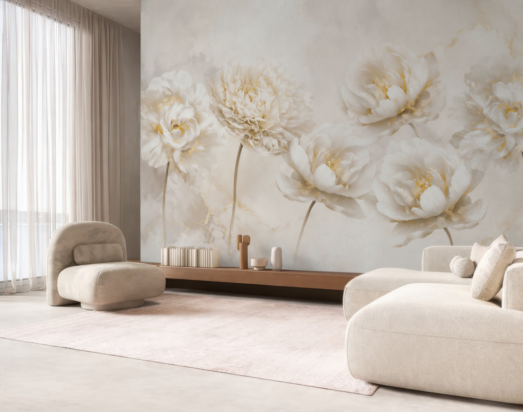 Fotobehang mooie witte katoenbloemen