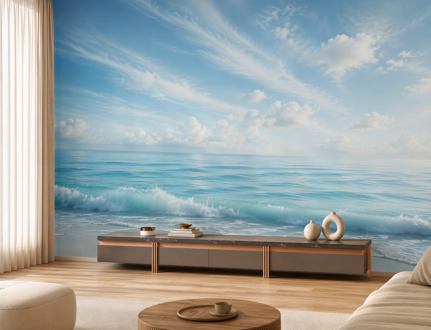Fotobehang woelige blauwe zee