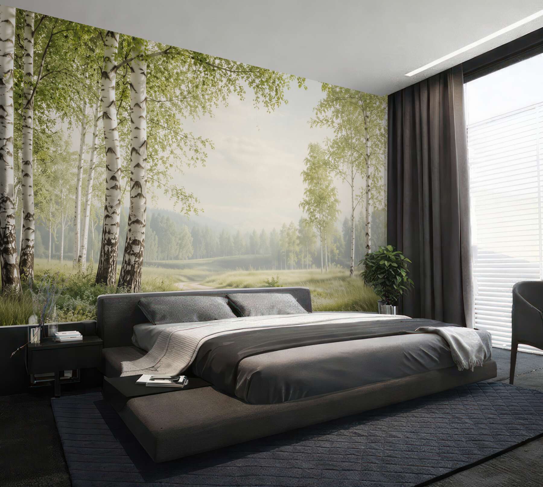 Fotobehang snelweg door het berkenbos