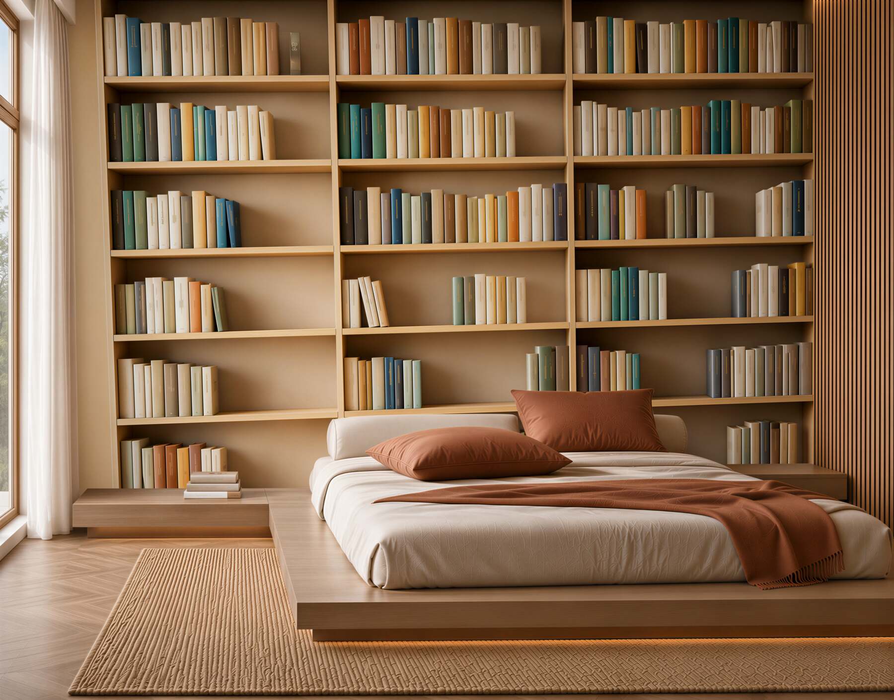 Fotobehang boeken in een thuisbibliotheek
