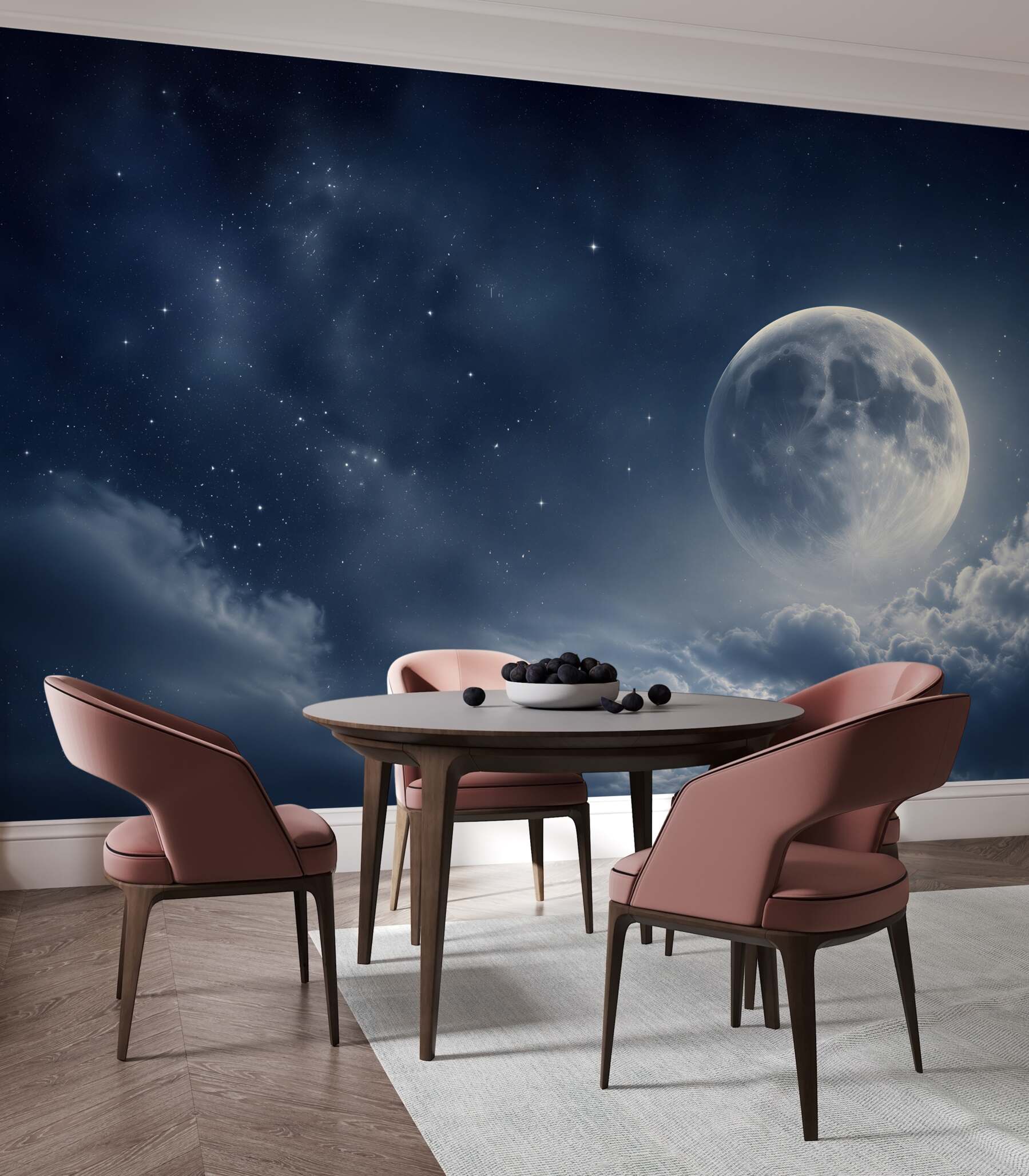 Fotobehang close-up van de maan tussen de sterren