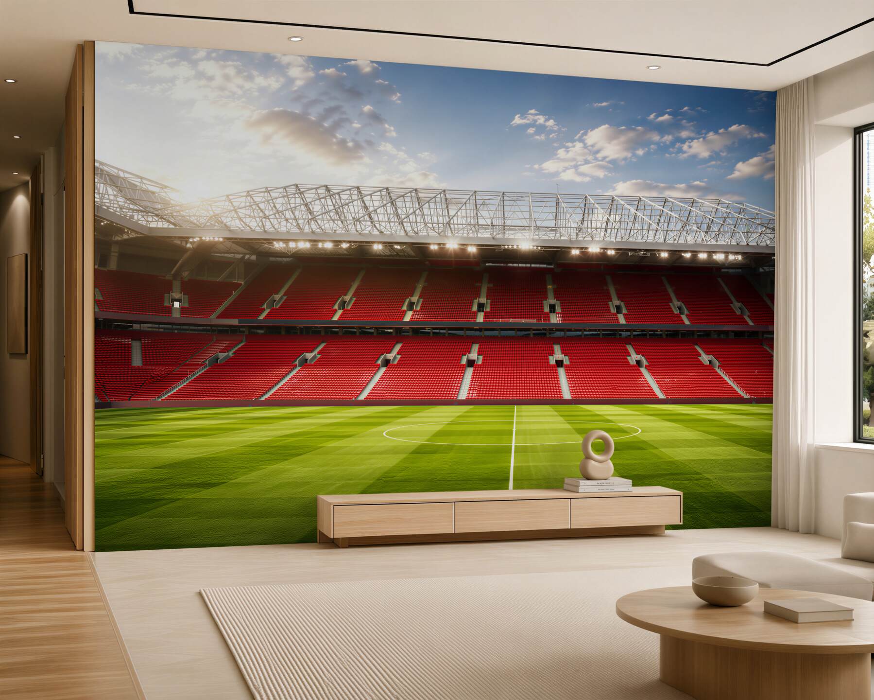 Fotobehang groot stadion en voetbalveld
