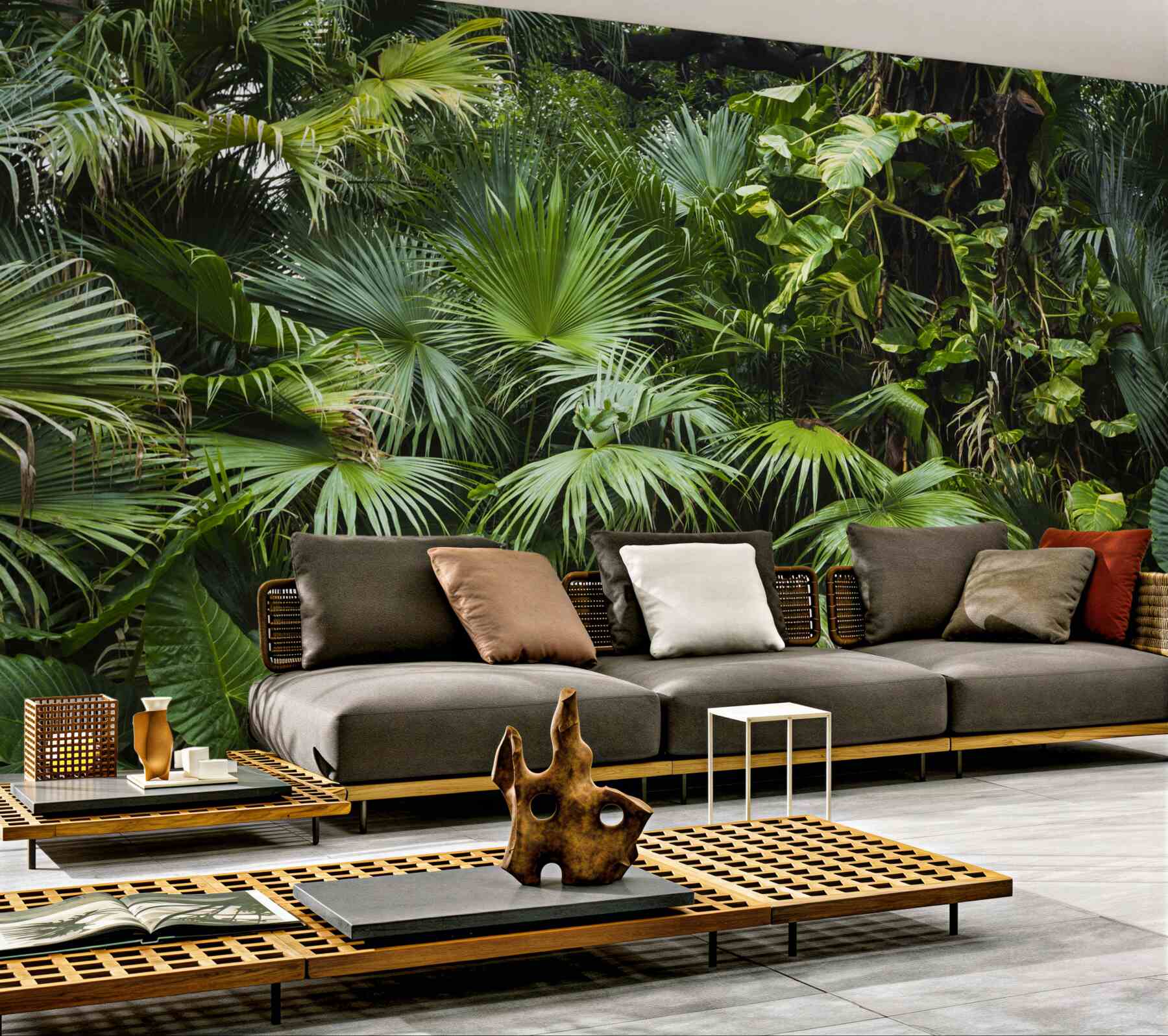 Fotobehang rijkdom aan groene planten in de tropen
