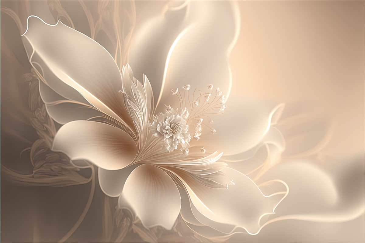 Fotobehang delicate bloem wit als sneeuw